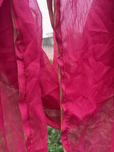 Vibrant Pink Dupatta with Golden Border