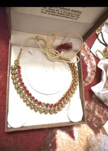 Elegant Indian Necklace with Red Stones