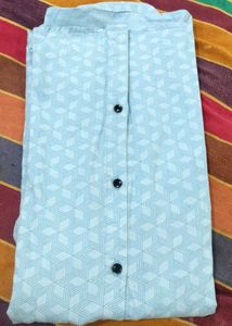 Men's Light Blue Geometric Print Shirt