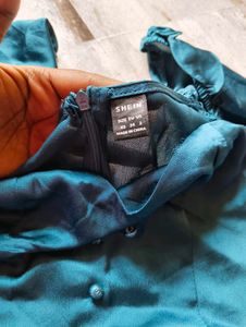 Teal Satin Dress