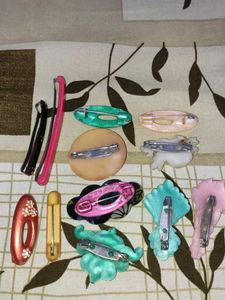 Vintage Hair Clips (2) &amp; (10) Saree Brooches