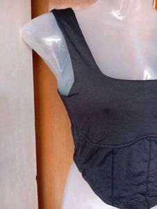 Black Corset Style Crop Top