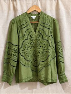 Embroidered cut-work blouse