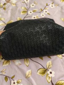 Black Textured Cosmetic Pouch