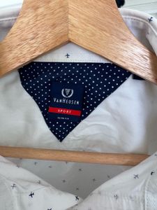 Van Heusen Men's White Shirt with Airplane Print