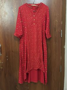Red Printed Kurta