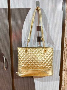 Quilted Gold Shoulder Bag