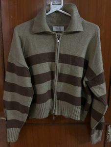 Striped Zip-Up Sweater