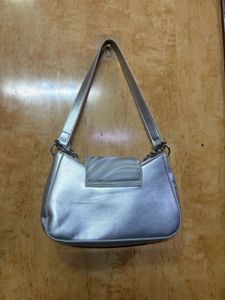 silver shoulder bag