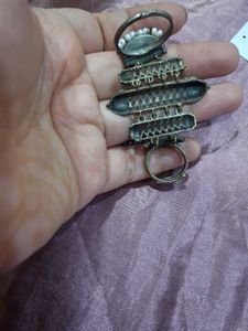 Pink Meenakari Antique Double Finger Ring