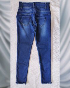 High Rise Blue Denim Skinny Jeans