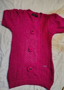 Hot Pink Knit backless Sweater