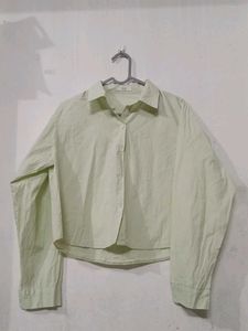 Light Green Collared Crop Top