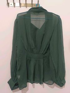 Elegant Sheer Button-Up Blouse
