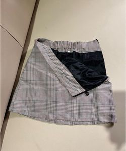 Plaid Mini Skirt with Buttons