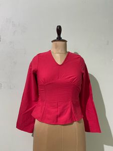 Red V-neck Tops