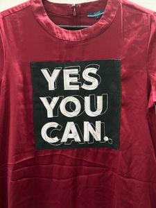 Maroon Casual Dress - 'Yes You Can'