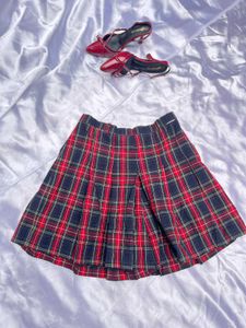 Plaid Pleated Mini Skirt