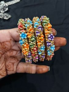 Vibrant Floral Bangle Set