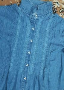 Denim Dress With Side Pockets