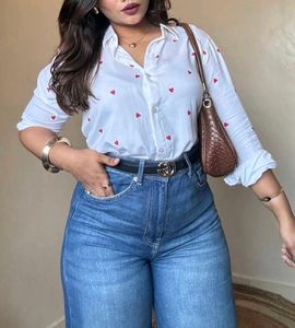 Cute White Shirt with Red Hearts