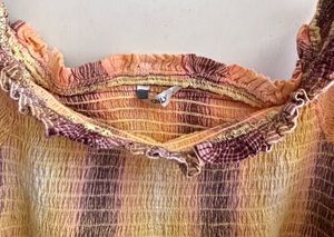 ONLY Off-Shoulder Smocked Peplum Top | Ombre Yello