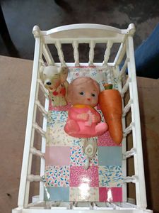 Vintage Baby Doll Crib with Toys