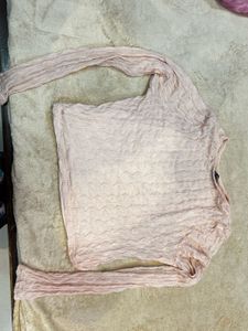 Pink Textured Long Sleeve Top