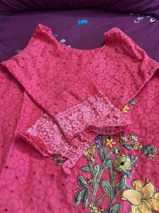 Beautiful Red Kurta with Floral Embroidery