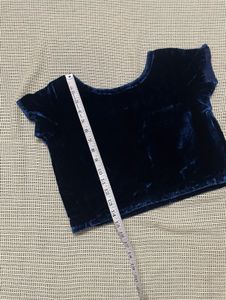 Navy Blue Velvet Blouse