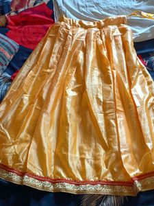 Golden Ethnic Skirt with Red Border