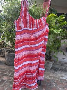 Boho Red &amp; White Striped Spaghetti Strap Top