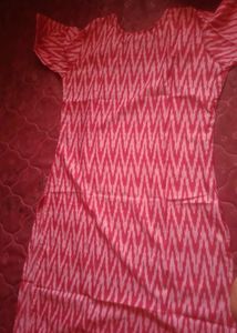 Red &amp; White Print Kurta