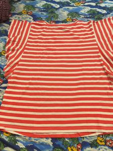 Benetton Striped Red &amp; White T-Shirt