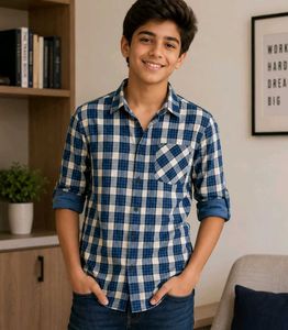 Blue Plaid Casual Shirt
