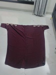 Maroon Embroidered kaftan abaya with dupatta