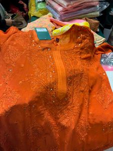 Pure Viscose Rust mukesh work Kurti