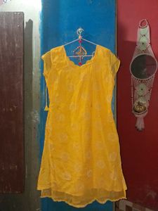 Yellow Embroidered patiala Kurta set
