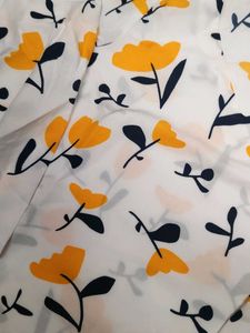 dressberry White Dress Material with Yellow Floral