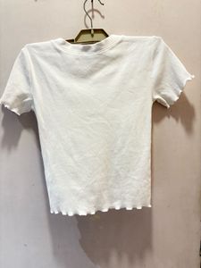 White Lettuce Hem  Ribbed T-Shirt