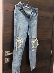 Distressed Blue Wash Jeans