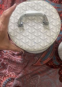 Pink Lined Cosmetic Bag