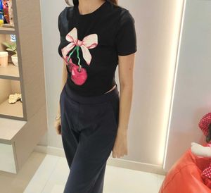 Cute Cherry Bow Crop T-Shirt - XS/S
