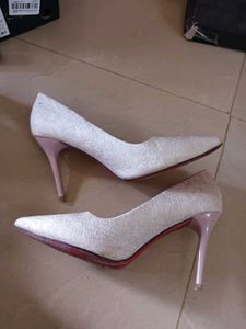 Sparkly Silver Pointed Toe Heels