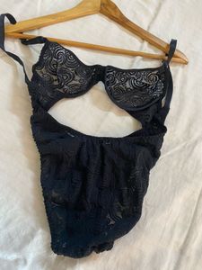 Black Lace Cutout Bodysuit