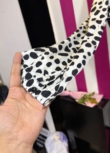 Chic Black &amp; White Dalmatian Print Ruffle Top