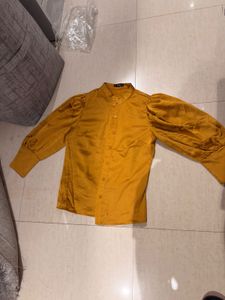 Elegant Mustard Puff Sleeve Blouse