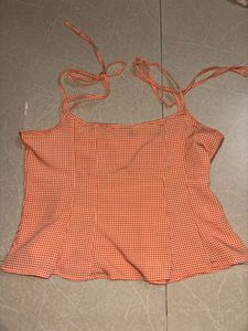 Orange Gingham Cami Top
