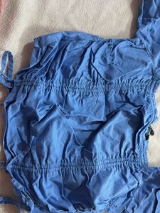 Blue Tie-Up Crop Top
