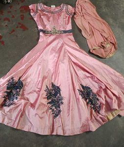 Elegant Pink Embroidered Lehenga